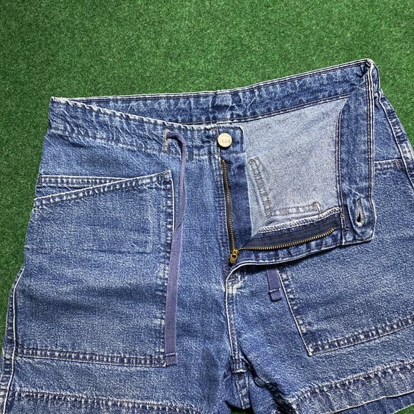Vintage Women’s Lee Riveted High-Waist Adjustable Denim Shorts Mid-Wash 6 MED - Picture 2 of 5